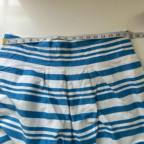 Ann Taylor LOFT Blue White Striped A-Line Pleated Mini Skirt Size 14 - Picture 6 of 7